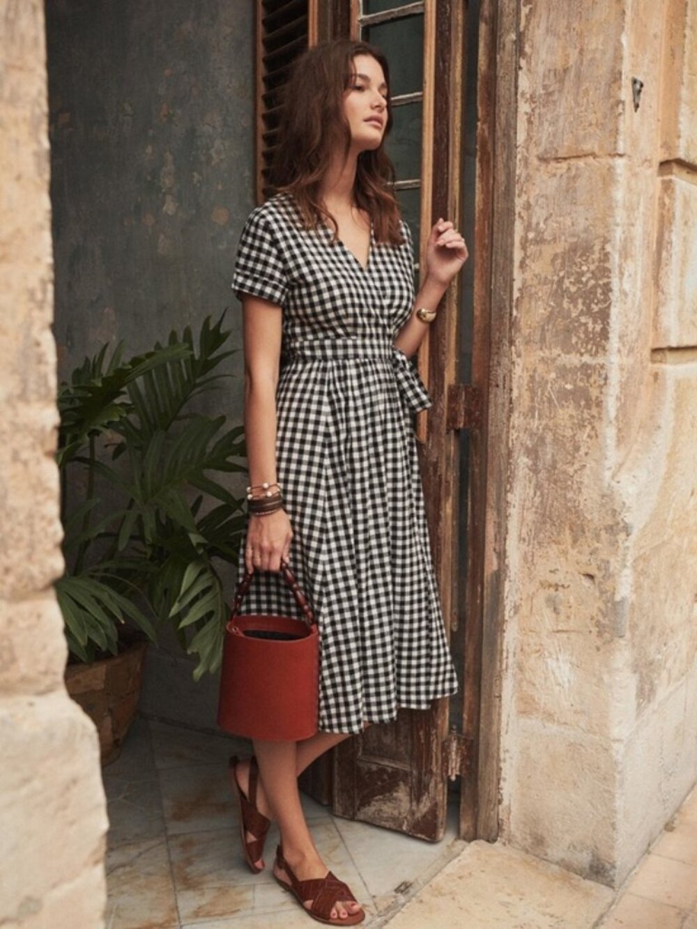 Sezane Marielle Dress - White / Black Gingham - US2 / FR34 - Picture 4 of 16